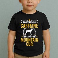 Powered By Caffeine And Mountain Cur Dog Lovers Long Sleeve Toddler T-Shirt