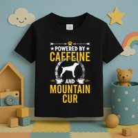 Powered By Caffeine And Mountain Cur Dog Lovers Long Sleeve Toddler T-Shirt