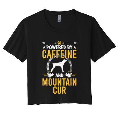 Powered By Caffeine And Mountain Cur Dog Lovers Long Sleeve Crop Top
