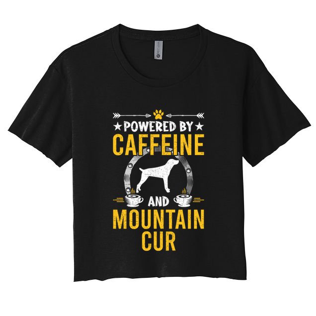 Powered By Caffeine And Mountain Cur Dog Lovers Long Sleeve Crop Top