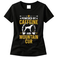 Powered By Caffeine And Mountain Cur Dog Lovers Long Sleeve Womens T-Shirt