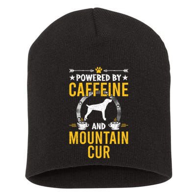 Powered By Caffeine And Mountain Cur Dog Lovers Long Sleeve Short Acrylic Beanie