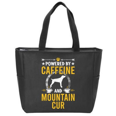 Powered By Caffeine And Mountain Cur Dog Lovers Long Sleeve Zip Tote Bag