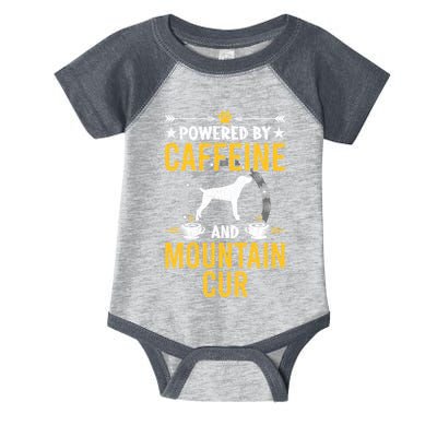 Powered By Caffeine And Mountain Cur Dog Lovers Long Sleeve Infant Baby Jersey Bodysuit