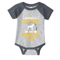 Powered By Caffeine And Mountain Cur Dog Lovers Long Sleeve Infant Baby Jersey Bodysuit