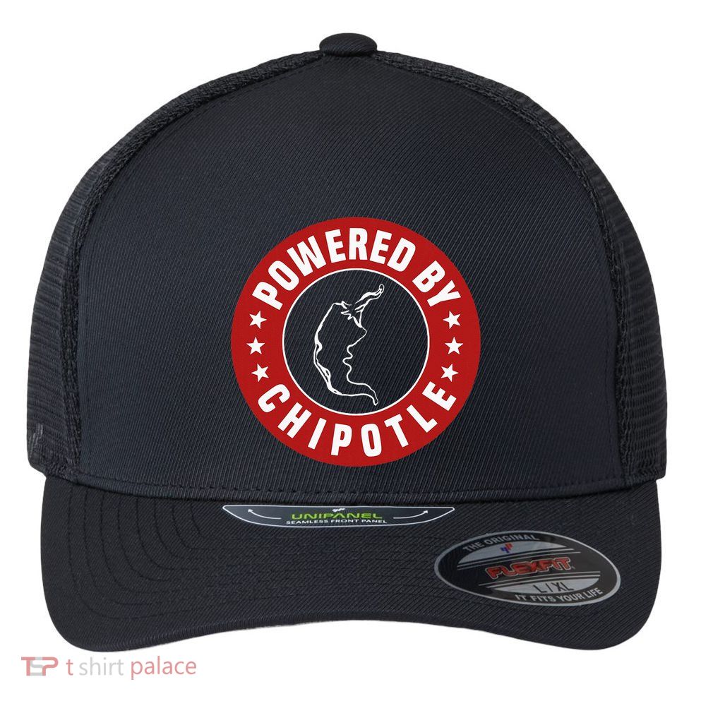 Powered By Chipotle Design Chili Pepper Flexfit Unipanel Trucker Cap
