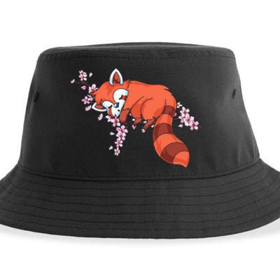 Panda Bear Cherry Blossom Animal Zoo Keeper Gift Red Panda Sustainable Bucket Hat