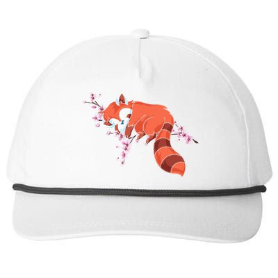 Panda Bear Cherry Blossom Animal Zoo Keeper Gift Red Panda Snapback Five-Panel Rope Hat