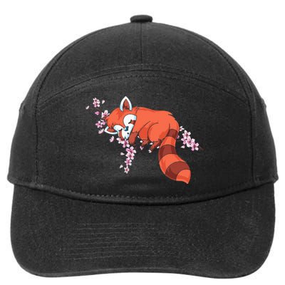 Panda Bear Cherry Blossom Animal Zoo Keeper Gift Red Panda 7-Panel Snapback Hat