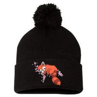 Panda Bear Cherry Blossom Animal Zoo Keeper Gift Red Panda Pom Pom 12in Knit Beanie