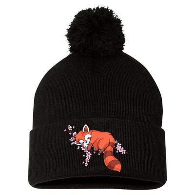 Panda Bear Cherry Blossom Animal Zoo Keeper Gift Red Panda Pom Pom 12in Knit Beanie