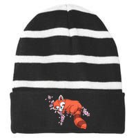 Panda Bear Cherry Blossom Animal Zoo Keeper Gift Red Panda Striped Beanie with Solid Band