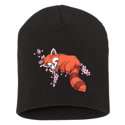 Panda Bear Cherry Blossom Animal Zoo Keeper Gift Red Panda Short Acrylic Beanie