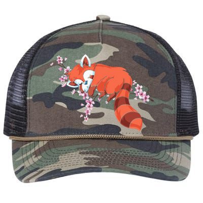 Panda Bear Cherry Blossom Animal Zoo Keeper Gift Red Panda Retro Rope Trucker Hat Cap