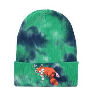 Panda Bear Cherry Blossom Animal Zoo Keeper Gift Red Panda Tie Dye 12in Knit Beanie