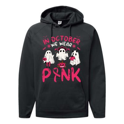 Pink Breast Cancer Awareness Ghost Halloween Costume Performance Fleece Hoodie