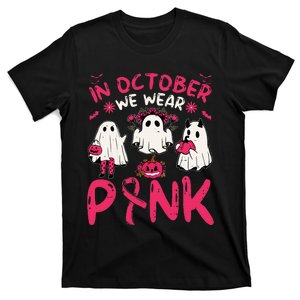 Pink Breast Cancer Awareness Ghost Halloween Costume T-Shirt