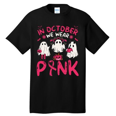 Pink Breast Cancer Awareness Ghost Halloween Costume Tall T-Shirt