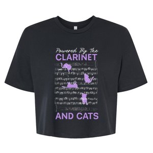 Powered By Clarinet And Cats Kitty Lover Musician Bella+Canvas Jersey Crop Tee