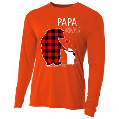 Papa Bear Christmas Pajama Red Plaid Family Cooling Performance Long Sleeve Crew