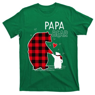 Papa Bear Christmas Pajama Red Plaid Family T-Shirt