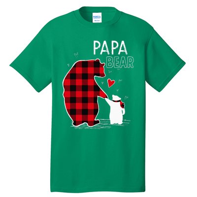 Papa Bear Christmas Pajama Red Plaid Family Tall T-Shirt