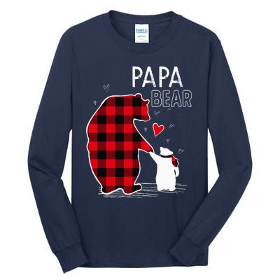 Papa Bear Christmas Pajama Red Plaid Family Tall Long Sleeve T-Shirt