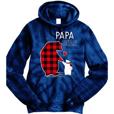 Papa Bear Christmas Pajama Red Plaid Family Tie Dye Hoodie