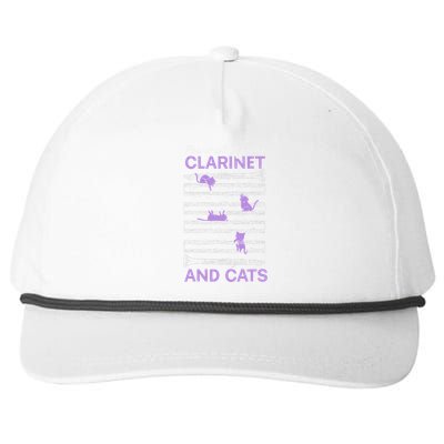 Powered By Clarinet And Cats Kitty Lover Musician Snapback Five-Panel Rope Hat