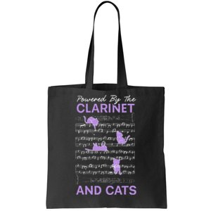 Powered By Clarinet And Cats Kitty Lover Musician Tote Bag