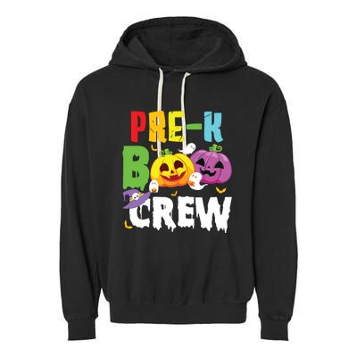 Prek Boo Crew Ghost Pumpkin Halloween Costume Teacher Kids Garment-Dyed Fleece Hoodie