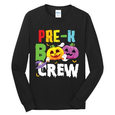 Prek Boo Crew Ghost Pumpkin Halloween Costume Teacher Kids Tall Long Sleeve T-Shirt