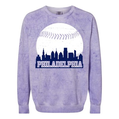 Philadelphia Baseball City Skyline Colorblast Crewneck Sweatshirt