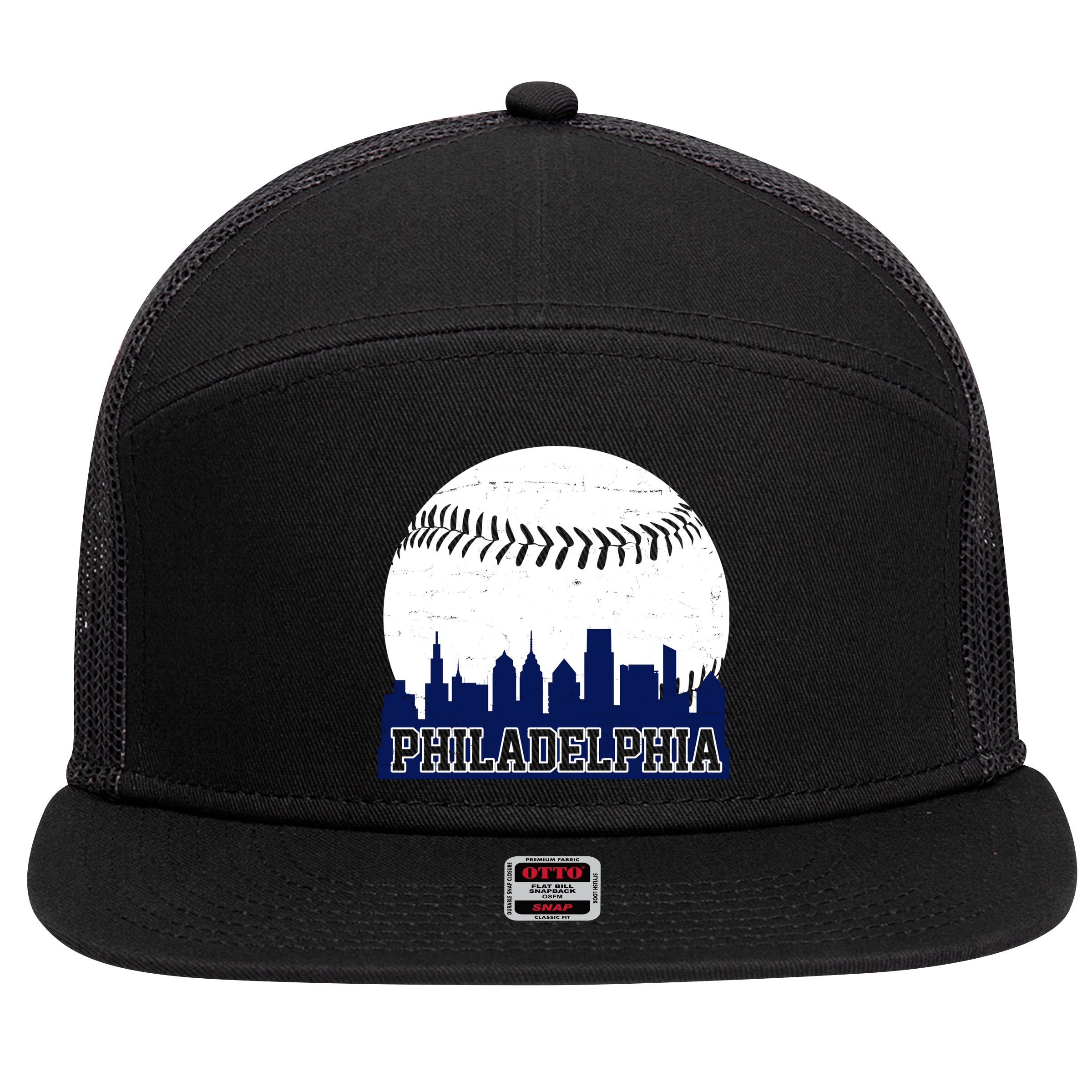 Philadelphia Baseball City Skyline 7 Panel Mesh Trucker Snapback Hat