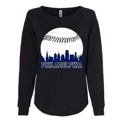 Philadelphia Baseball City Skyline Womens California Wash Sweatshirt