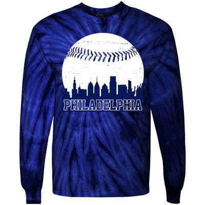 Philadelphia Baseball City Skyline Tie-Dye Long Sleeve Shirt