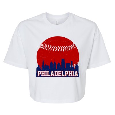 Philadelphia Baseball City Skyline Bella+Canvas Jersey Crop Tee