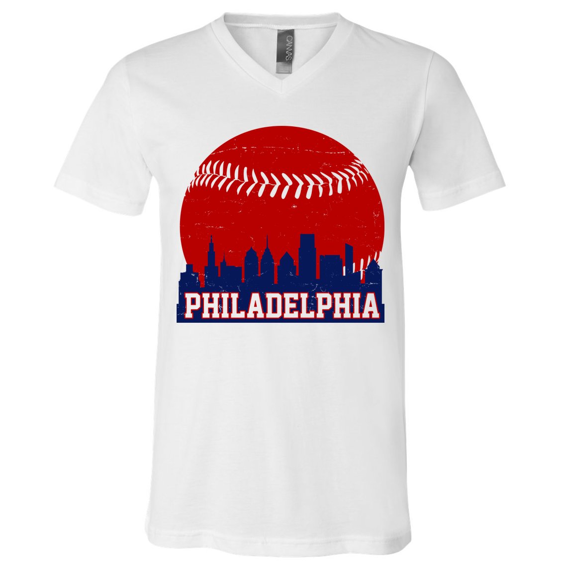 Philadelphia Baseball City Skyline V-Neck T-Shirt