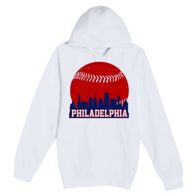 Philadelphia Baseball City Skyline Premium Pullover Hoodie