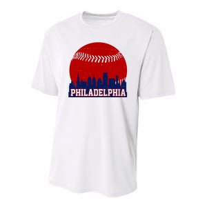 Philadelphia Baseball City Skyline Youth Performance Sprint T-Shirt