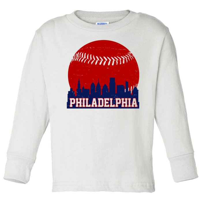 Philadelphia Baseball City Skyline Toddler Long Sleeve Shirt