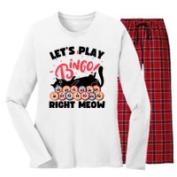 Play Bingo & Cat Bingo Player Gambling Bingo Women's Long Sleeve Flannel Pajama Set 