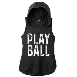 Play Ball Cute Baseball Softball Funny Ladies PosiCharge Tri-Blend Wicking Draft Hoodie Tank