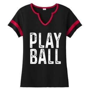 Play Ball Cute Baseball Softball Funny Ladies Halftime Notch Neck Tee