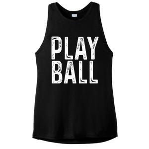 Play Ball Cute Baseball Softball Funny Ladies PosiCharge Tri-Blend Wicking Tank