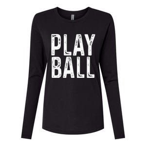 Play Ball Cute Baseball Softball Funny Womens Cotton Relaxed Long Sleeve T-Shirt