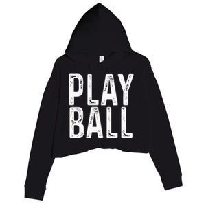 Play Ball Cute Baseball Softball Funny Crop Fleece Hoodie