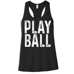 Play Ball Cute Baseball Softball Funny Women's Racerback Tank