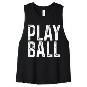 Play Ball Cute Baseball Softball Funny Women's Racerback Cropped Tank