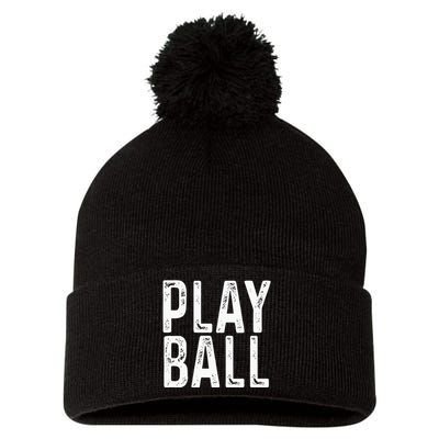 Play Ball Cute Baseball Softball Funny Pom Pom 12in Knit Beanie